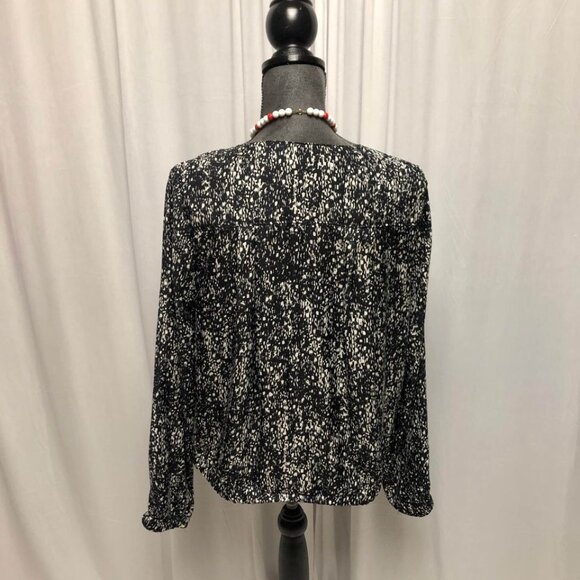 Fever Bomber Jacket Womens Sz Large Black White Speckled Lined Zippered Pockets - Picture 4 of 6